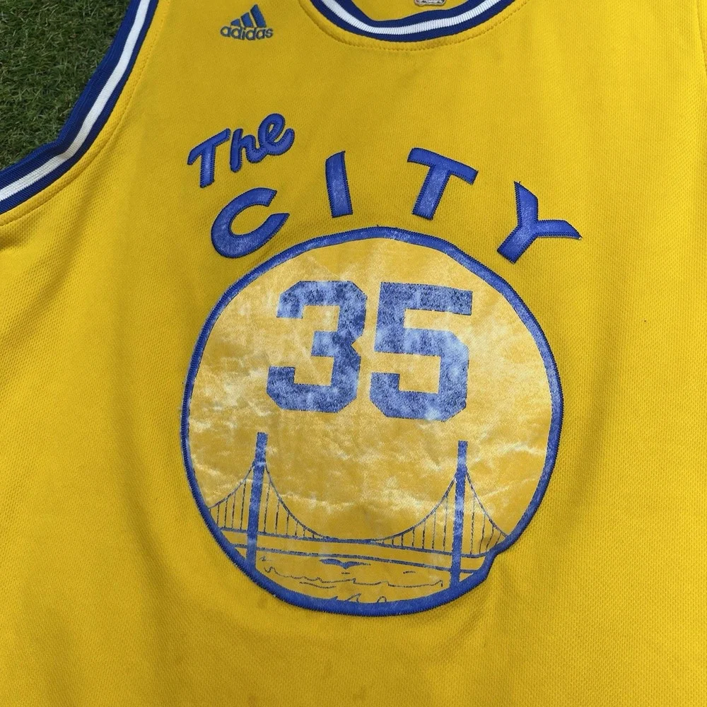 Golden State Warriors Adidas Jersey Mens Medium Kevin Durant #35 Yellow The City